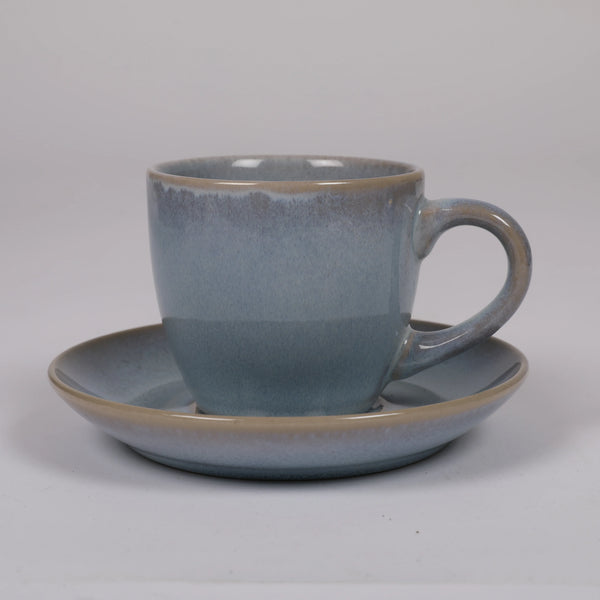 Living Essence Earl Cup & Saucer Set of 4 Pcs in Ocean Blue Colour dimensions