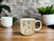 Living Essence Stoneware Mug 400ml Set of 2Pcs in White & Green Color - HomeTown