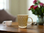 Living Essence Embossed Bone China Mug 350ml Set of 2 Pcs in Grey Colour - HomeTown