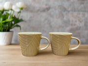 Living Essence Embossed Bone China Mug 320ml Set of 2Pcs in Grey Colour - HomeTown