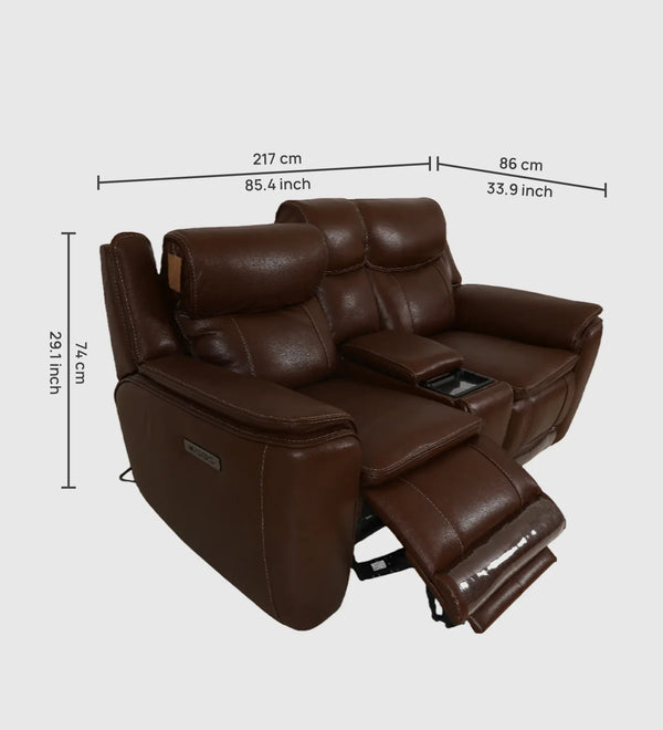 Nuvia Half Leather Electric Recliner | Brown | 2 Seater dimensions