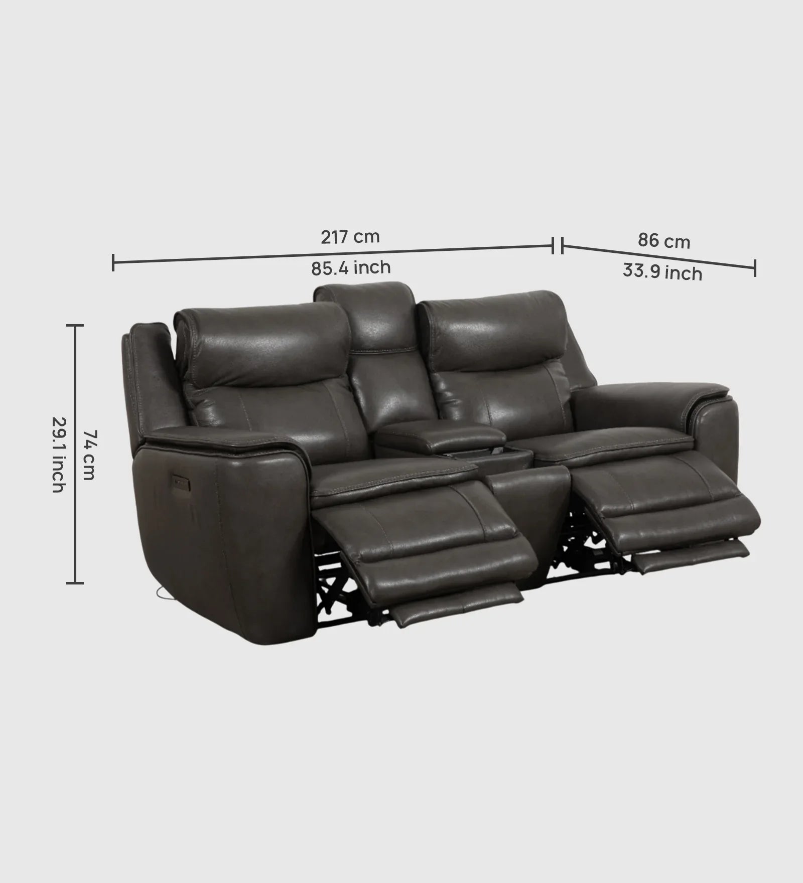 Nuvia Half Leather Electric Recliner - HomeTown