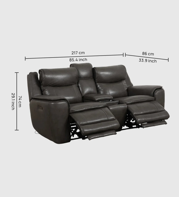 Nuvia Half Leather Electric Recliner | Grey | 2 Seater dimensions