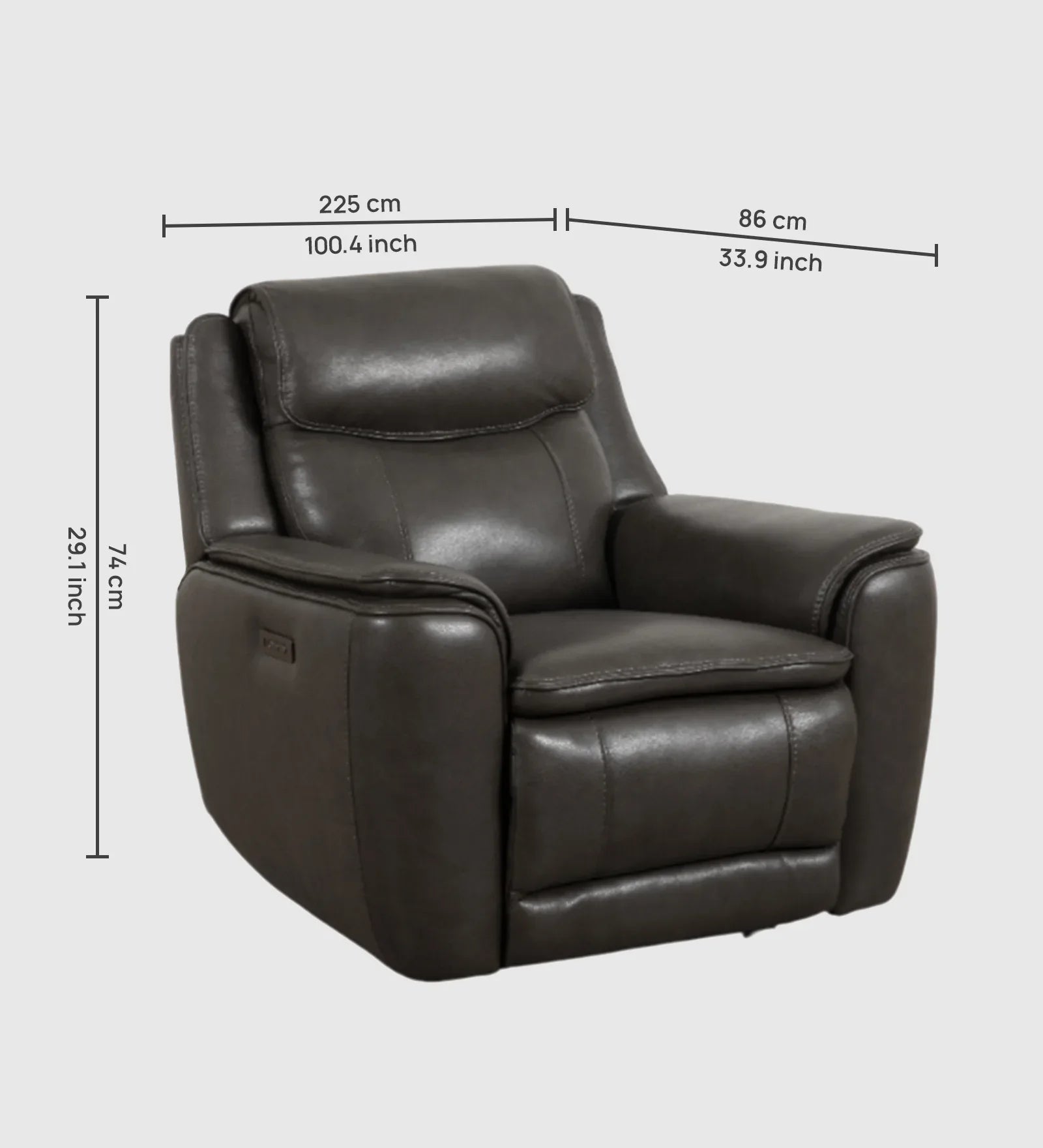 Nuvia Half Leather Single Seater Double Electric Recliner - HomeTown