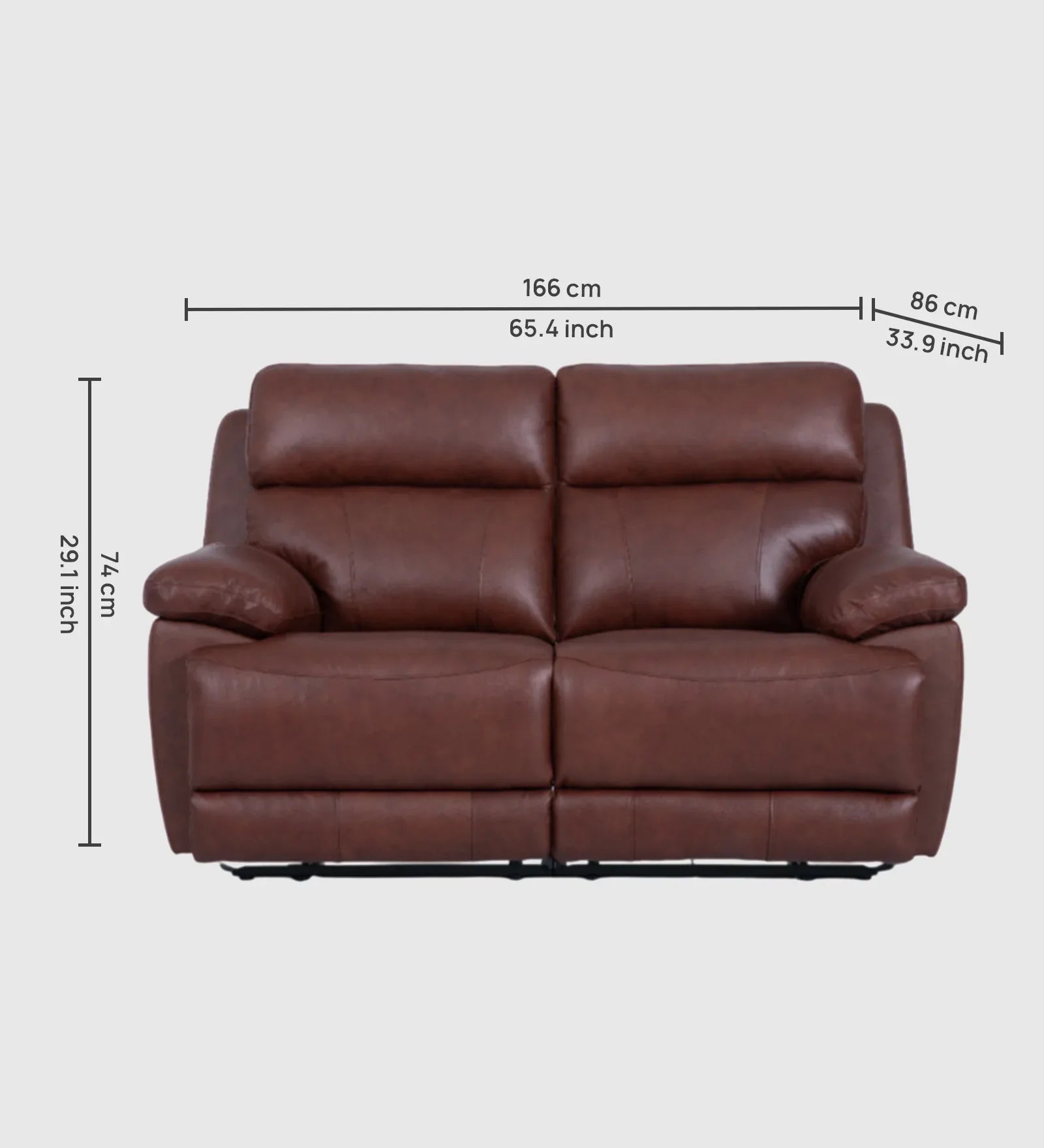 Calvio Half Leather 2 Seater Electric Recliner in Burgundy Colour - HomeTown