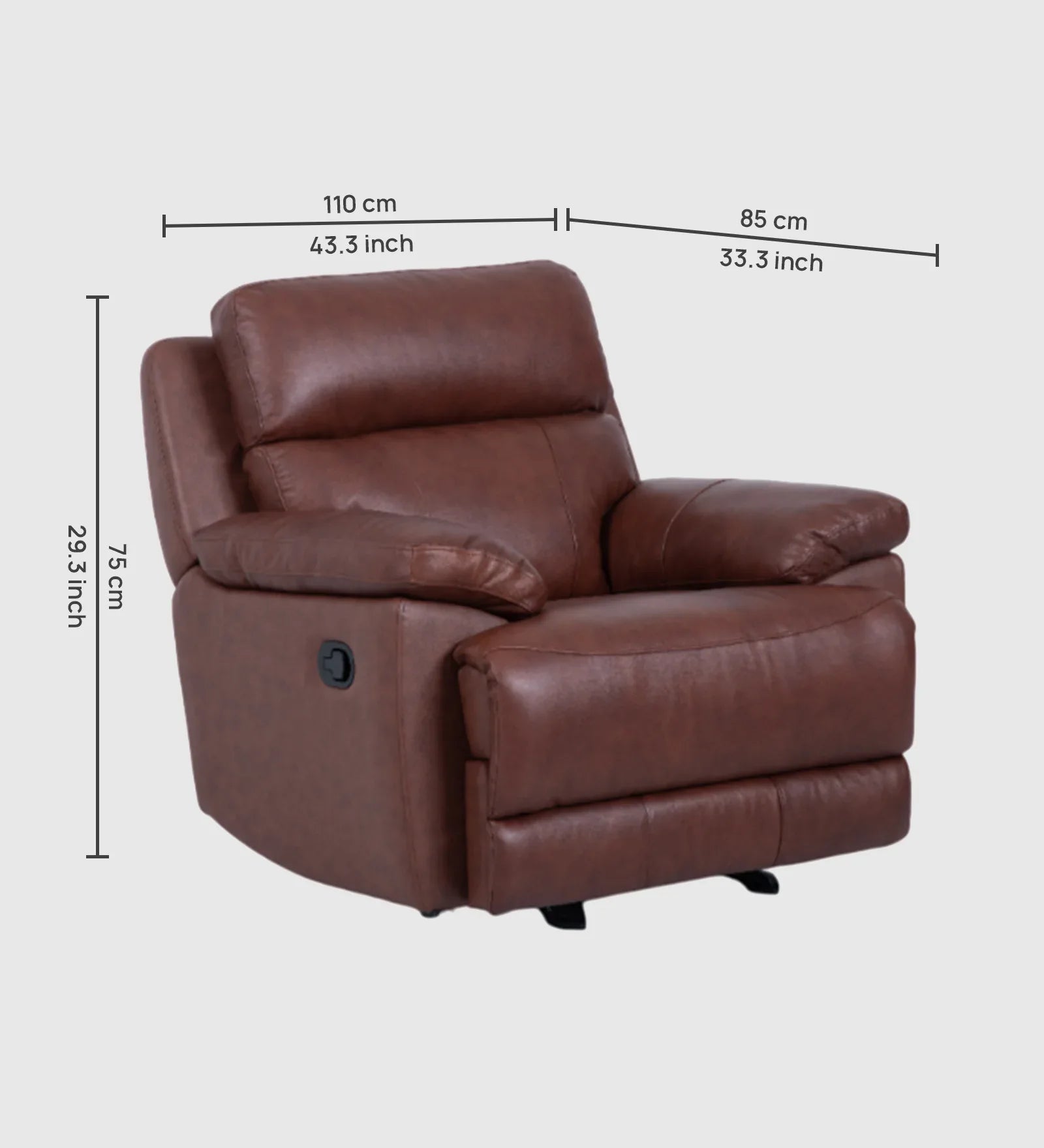 Calvio Half Leather Single Seater Electric Recliner in Burgundy Colour - HomeTown