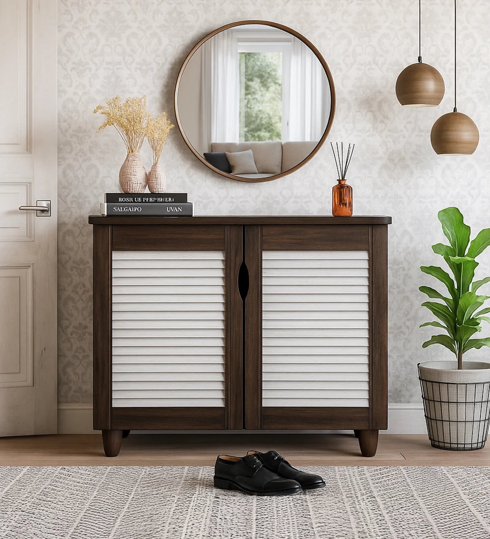 Kaira 2 Door Shoe Rack in Wenge Colour - HomeTown