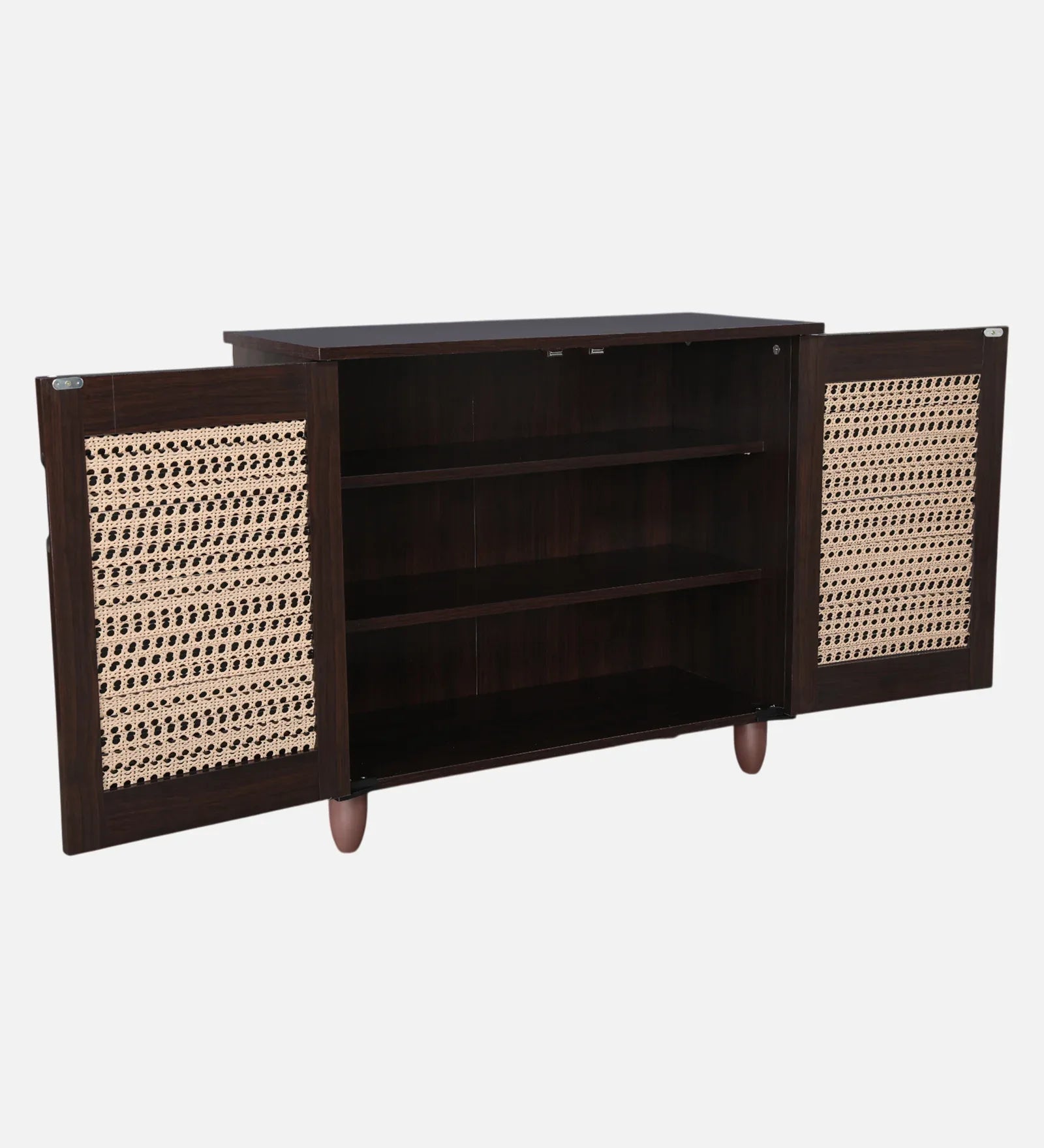 Kaira 2 Door Shoe Rack in Walnut & White Colour - HomeTown