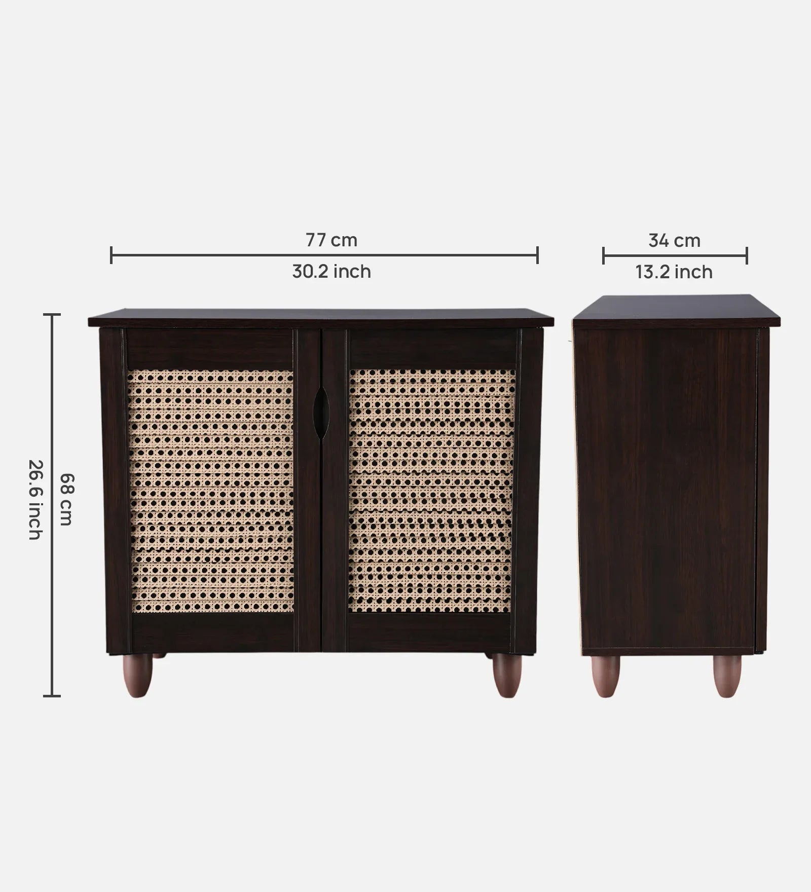 Kaira 2 Door Shoe Rack in Walnut & White Colour - HomeTown