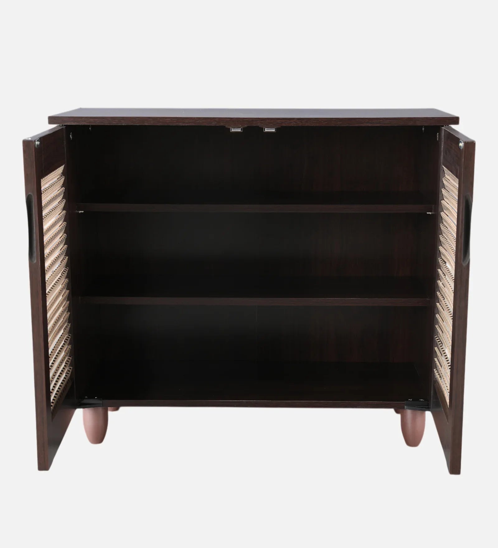 Kaira 2 Door Shoe Rack in Walnut & White Colour - HomeTown