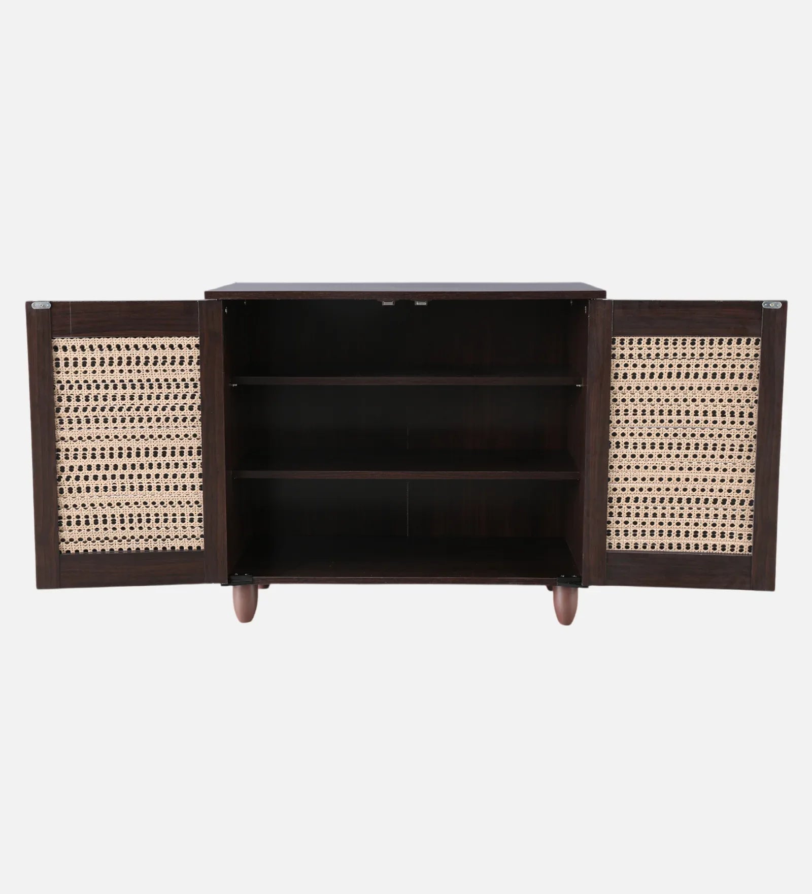 Kaira 2 Door Shoe Rack in Walnut & White Colour - HomeTown