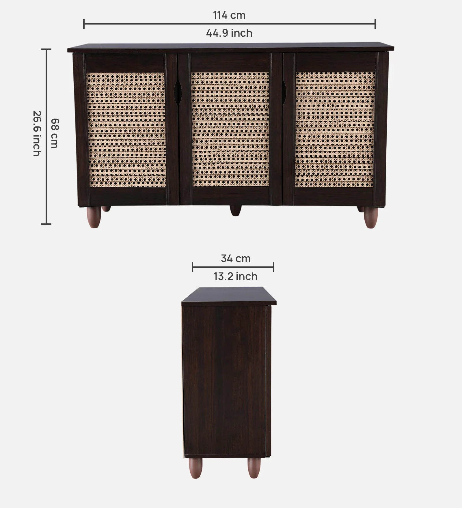 Cyra 3 Door Shoe Rack in Wenge Colour - HomeTown