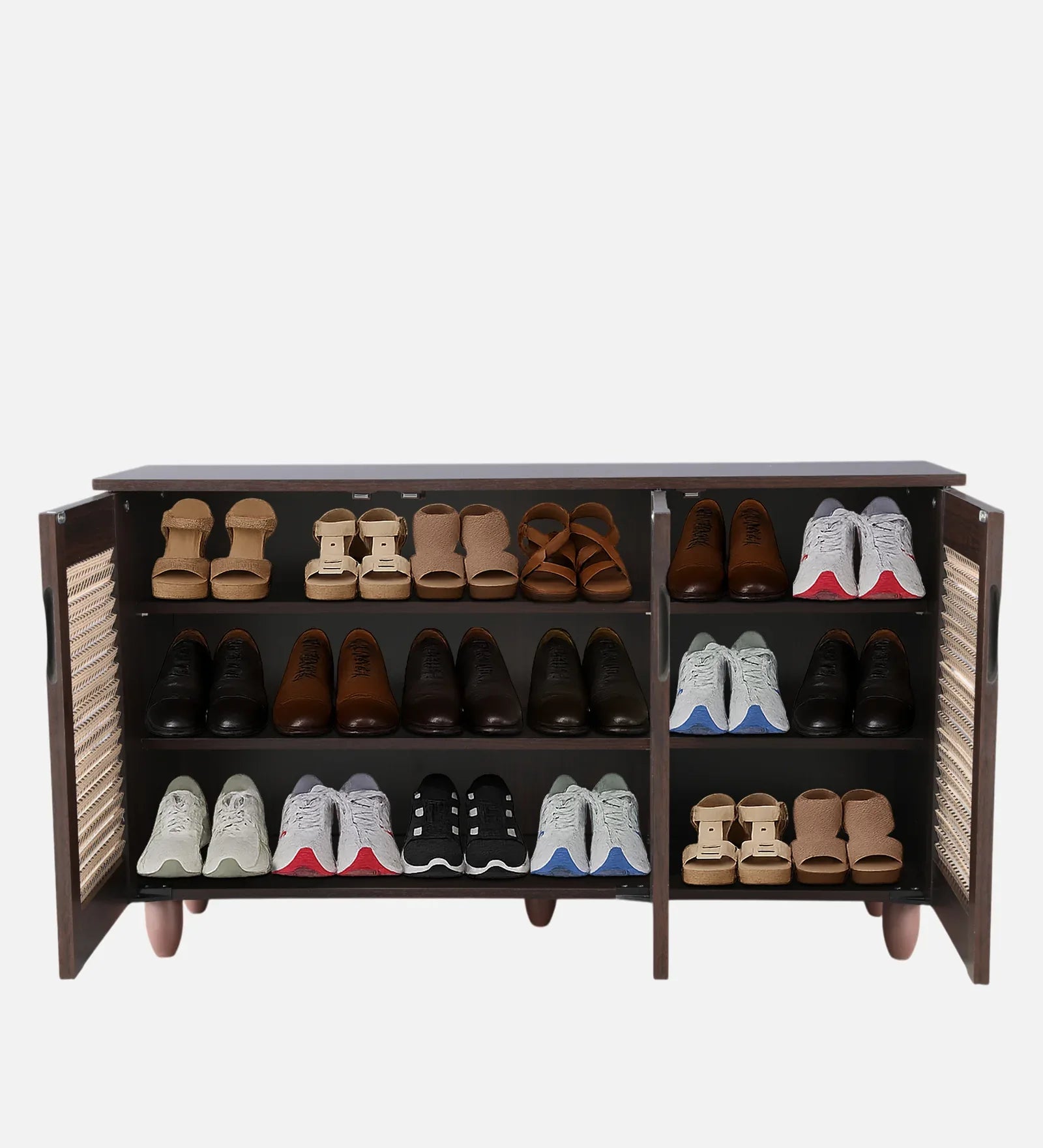 Cyra 3 Door Shoe Rack in Wenge Colour - HomeTown