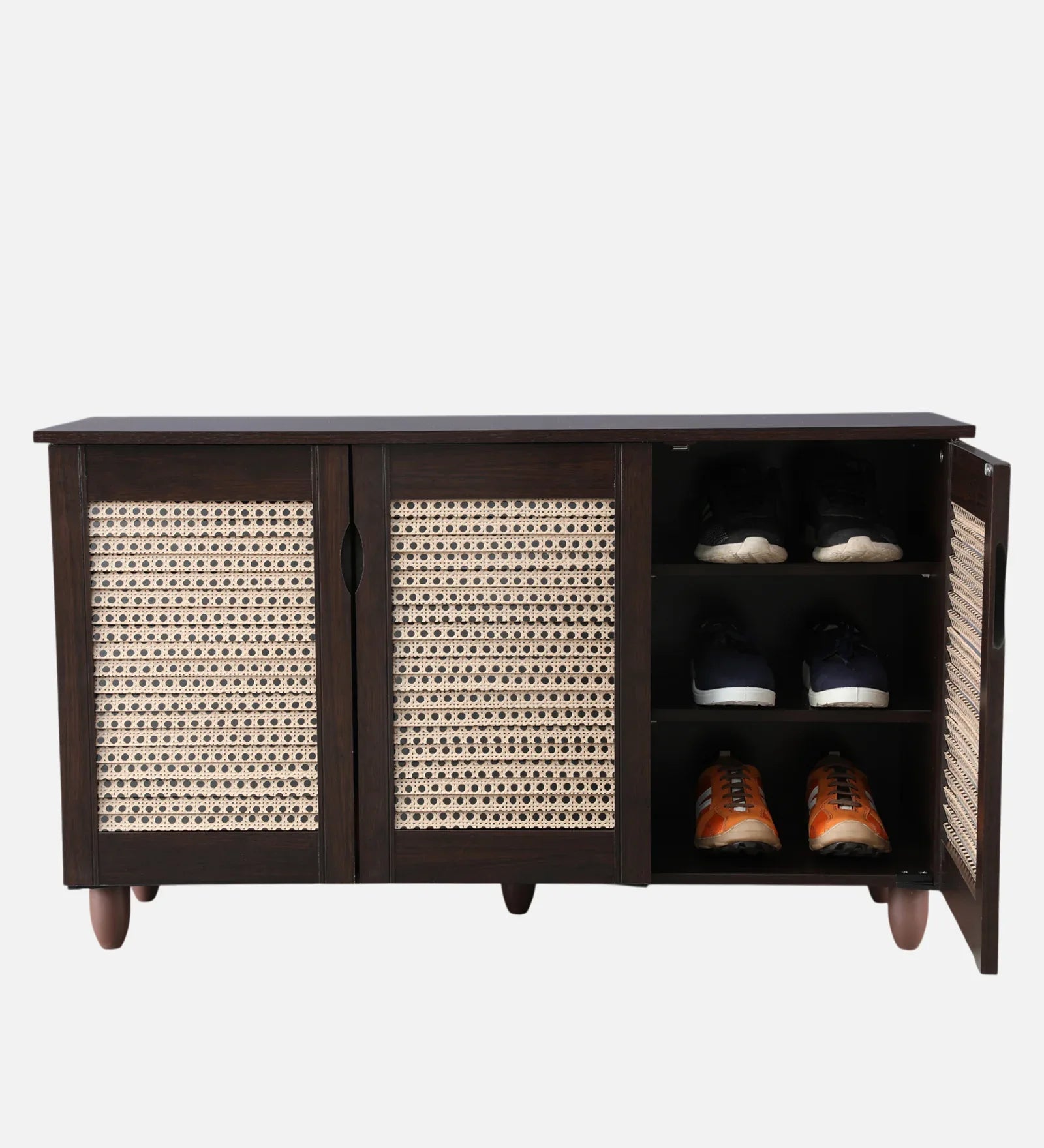 Cyra 3 Door Shoe Rack in Wenge Colour - HomeTown