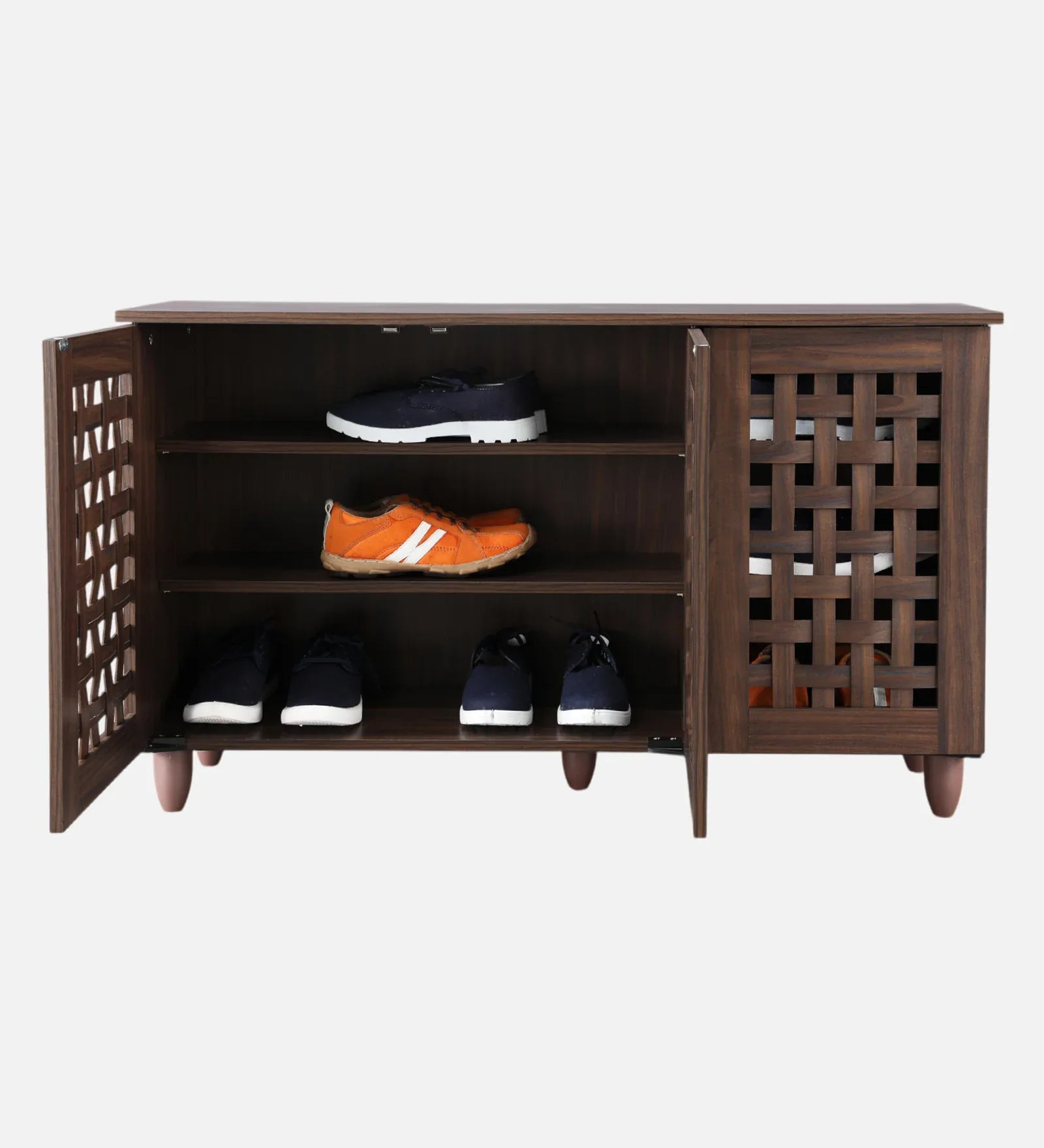 Neste 3 Door Shoe Rack in Walnut Colour - HomeTown