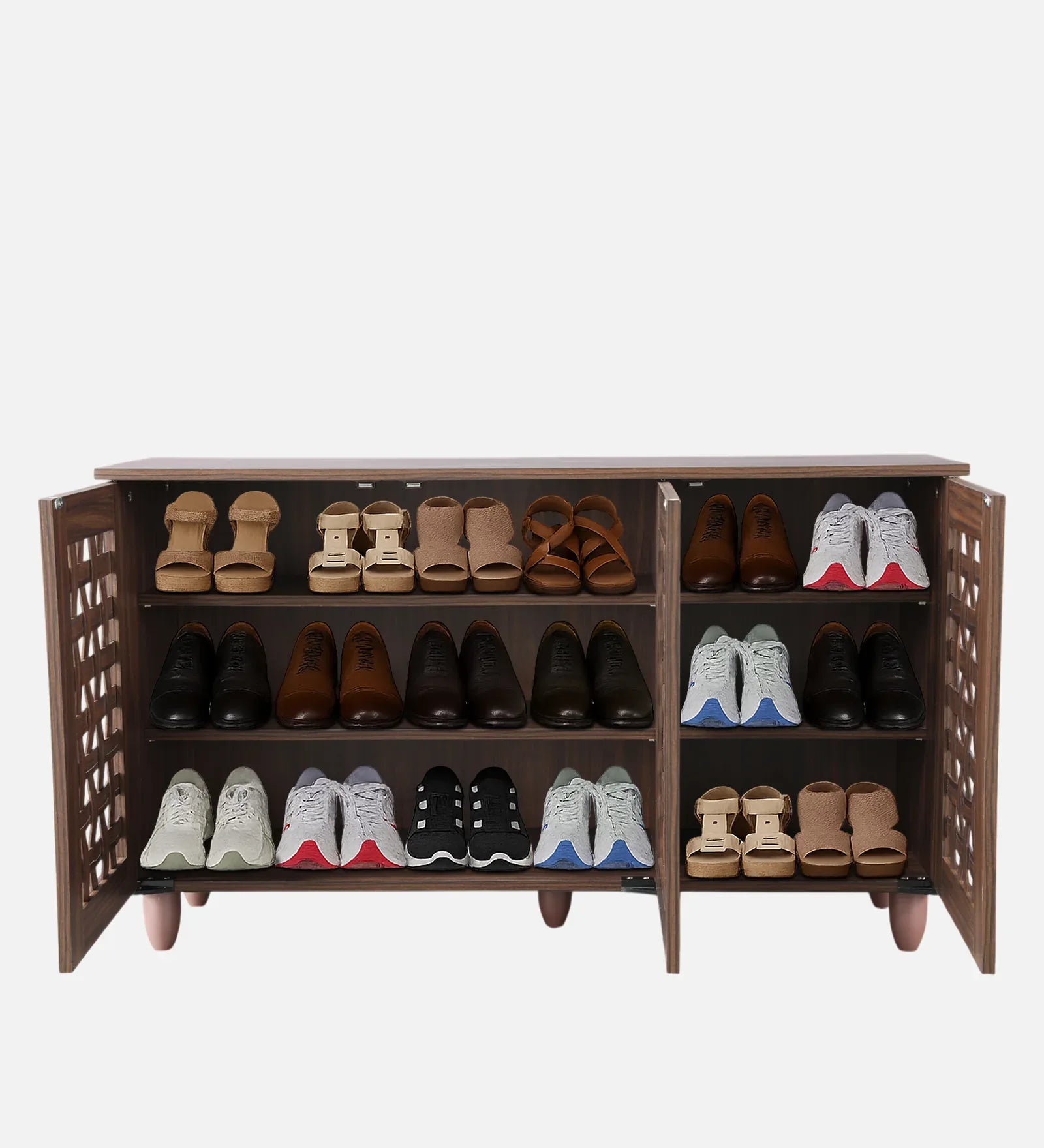 Neste 3 Door Shoe Rack in Walnut Colour - HomeTown