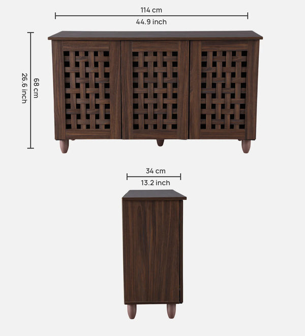 Neste 3 Door Shoe Rack in Walnut Colour dimensions