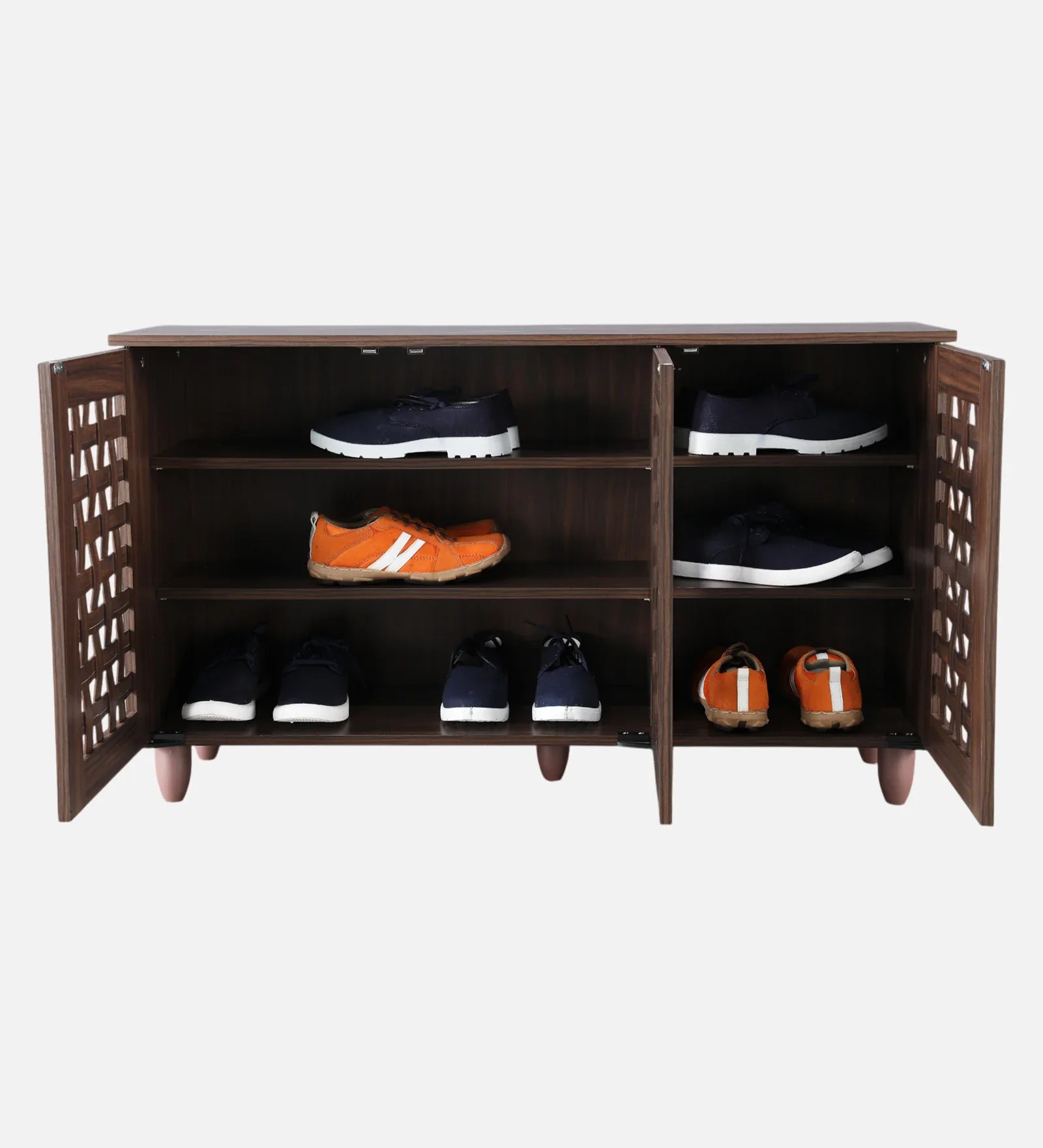 Neste 3 Door Shoe Rack in Walnut Colour - HomeTown