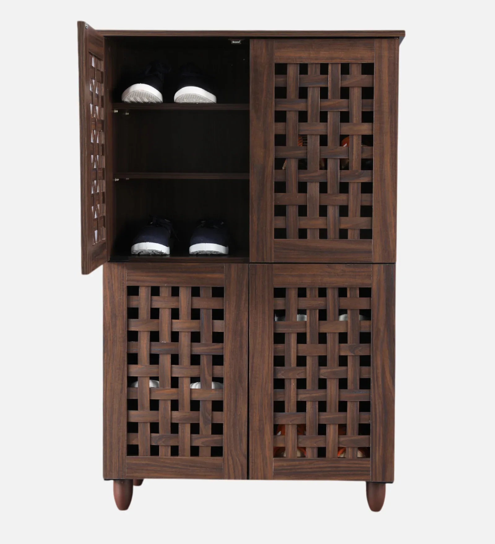 Neste 4 Door Shoe Rack in Walnut Colour - HomeTown