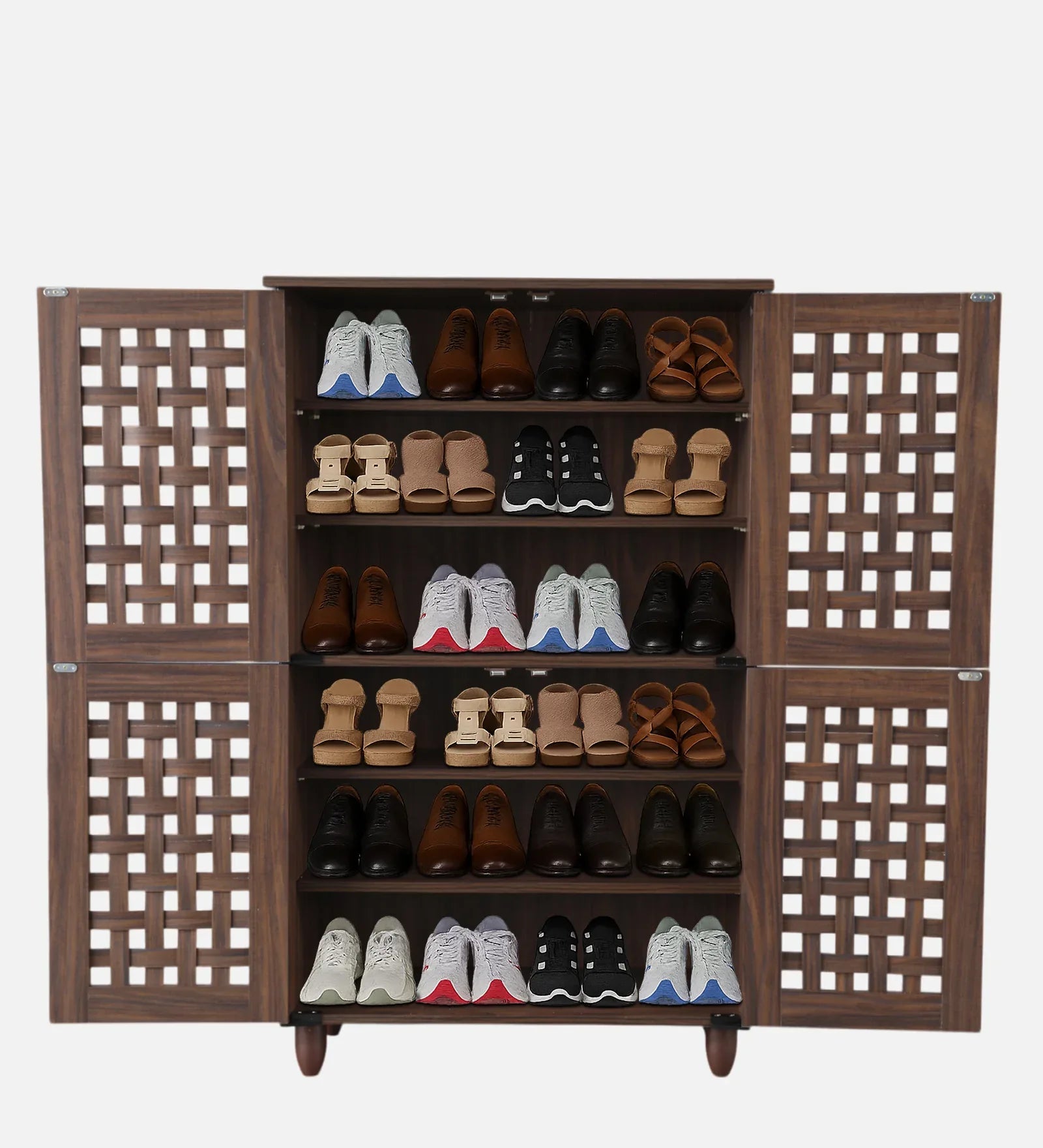 Neste 4 Door Shoe Rack in Walnut Colour - HomeTown