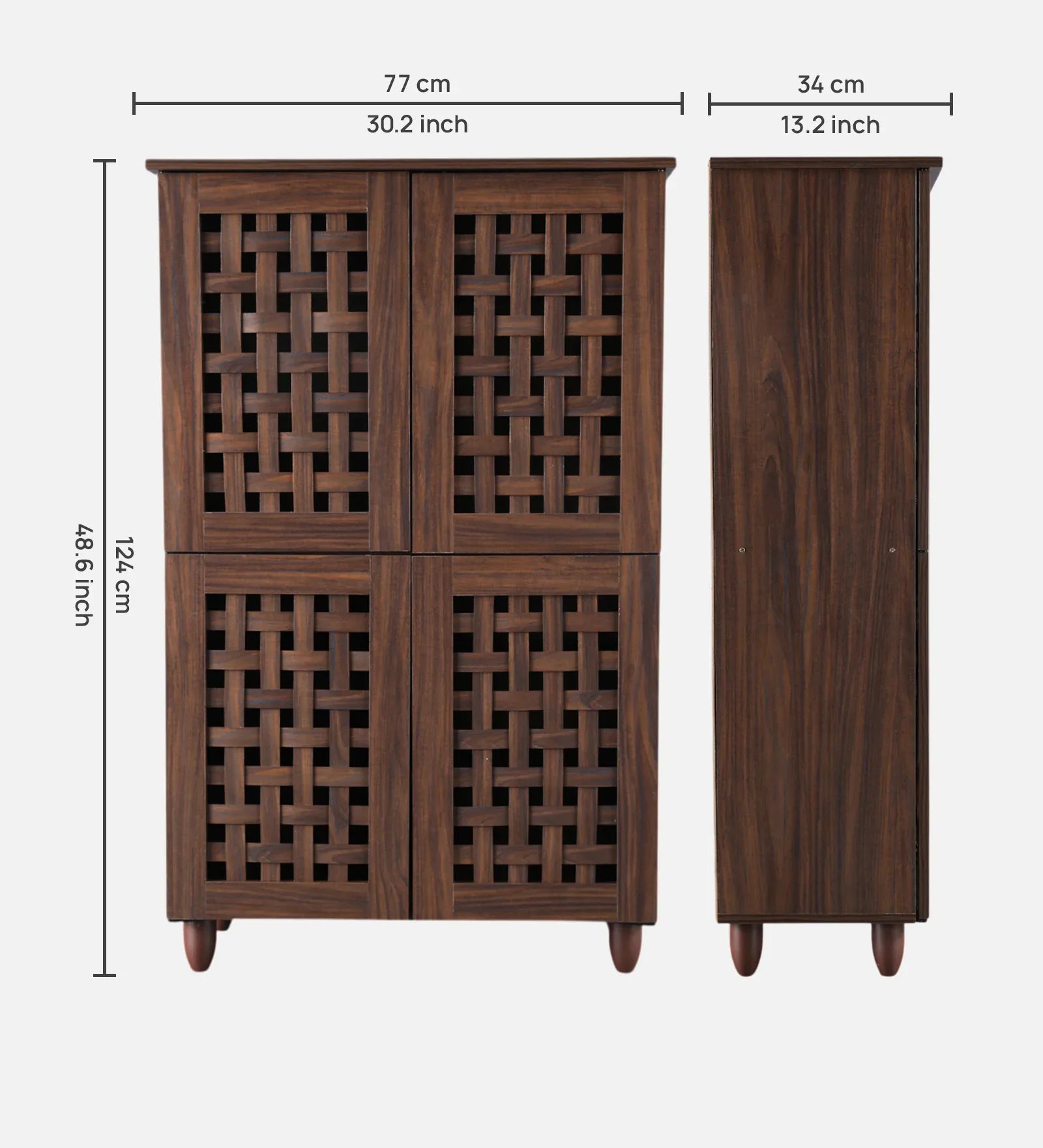 Neste 4 Door Shoe Rack in Walnut Colour - HomeTown
