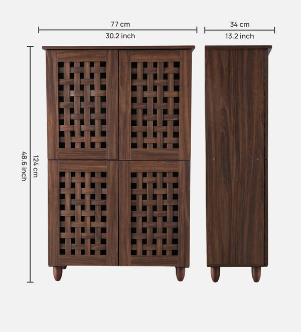 Neste 4 Door Shoe Rack in Walnut Colour dimensions