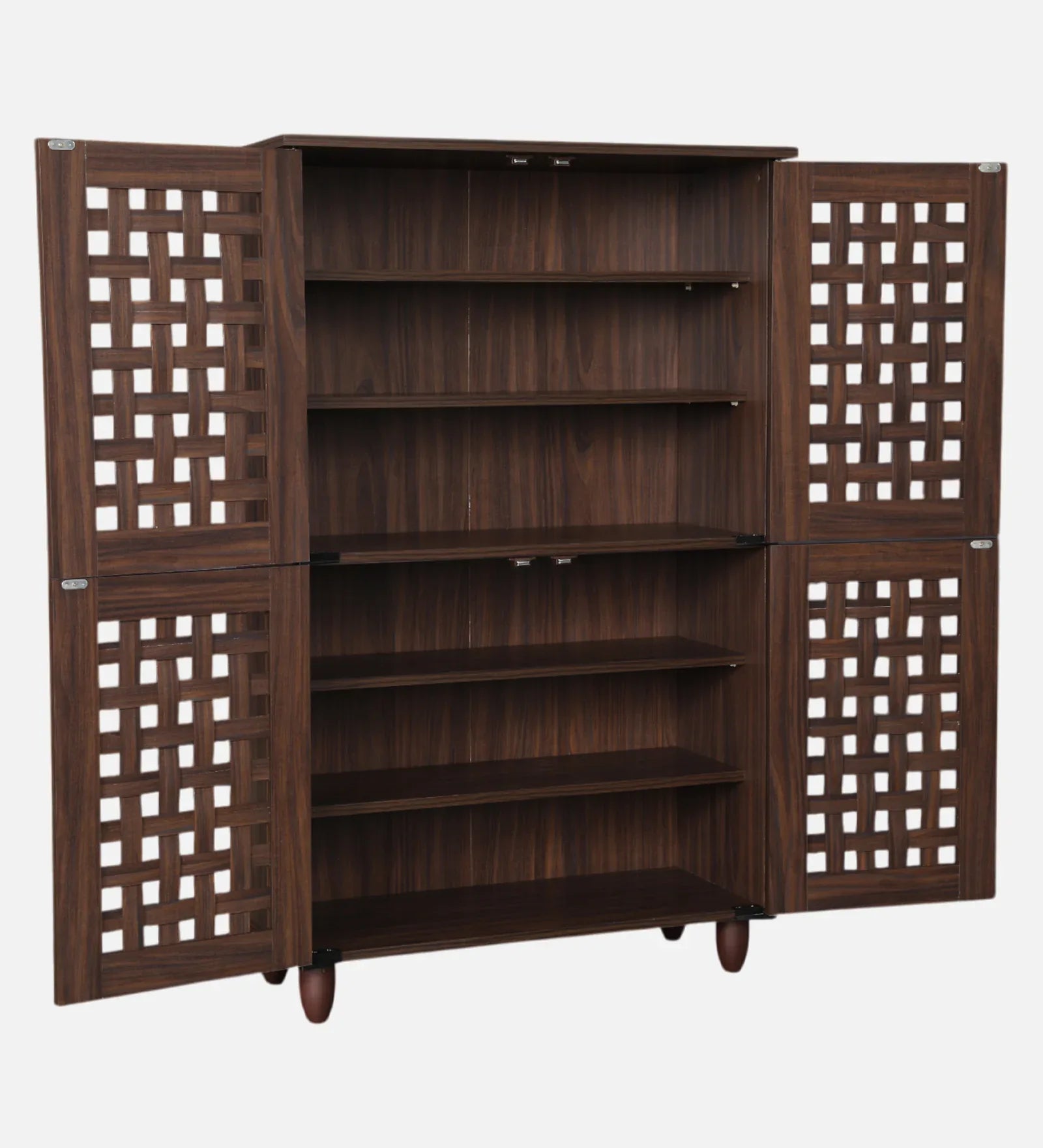 Neste 4 Door Shoe Rack in Walnut Colour