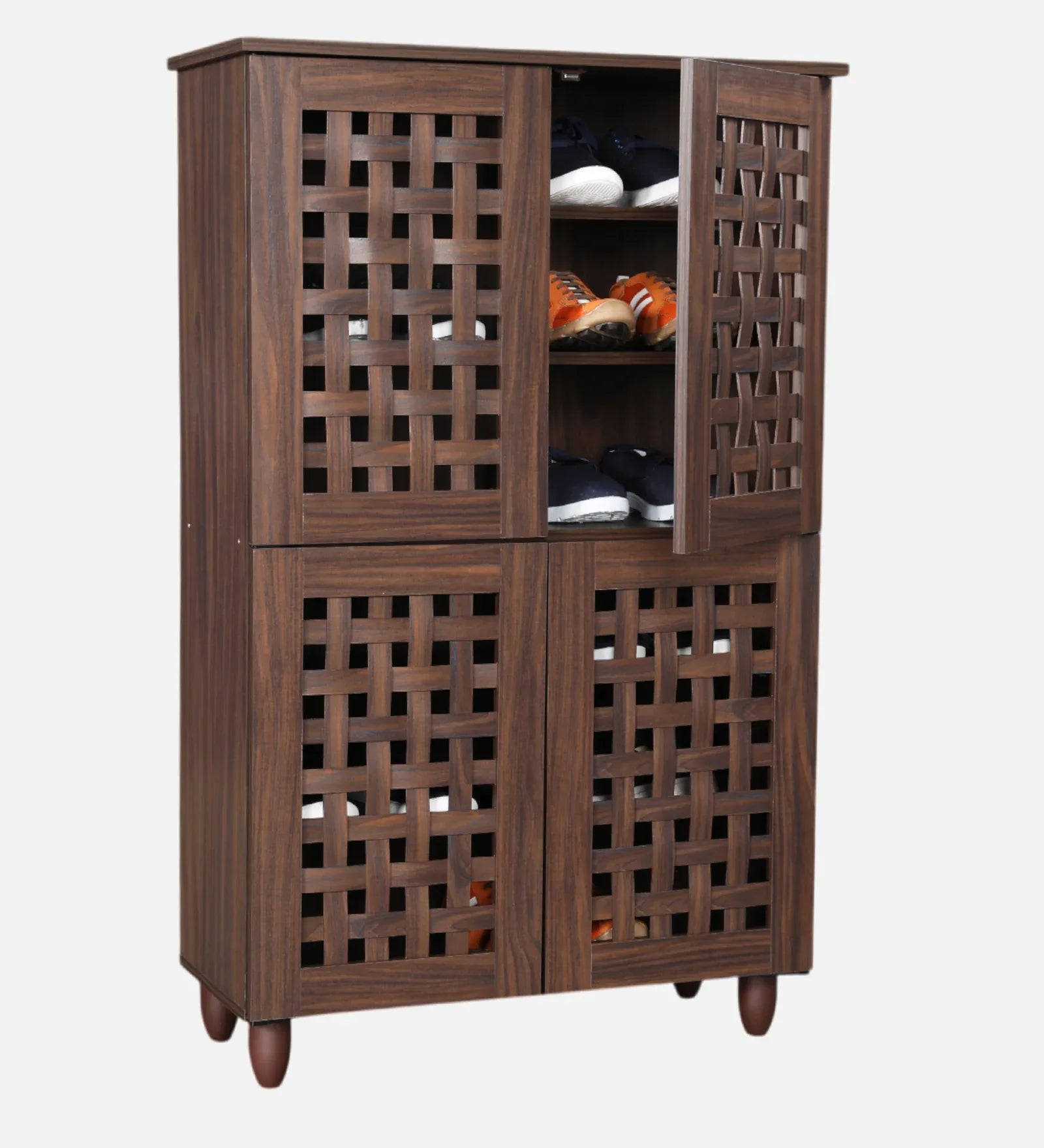 Neste 4 Door Shoe Rack in Walnut Colour - HomeTown