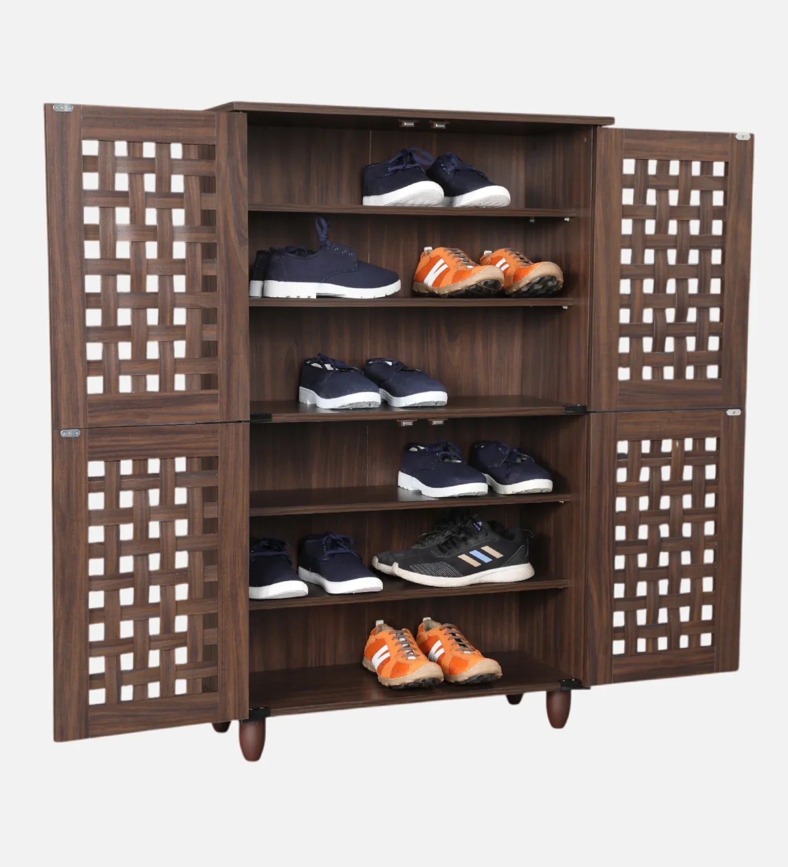 Neste 4 Door Shoe Rack in Walnut Colour - HomeTown