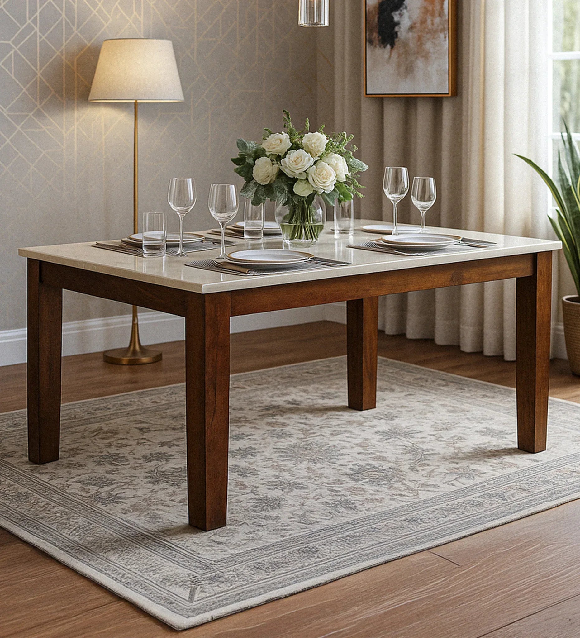 Lumiere 6 Seater Dining Set With Bench - HomeTown