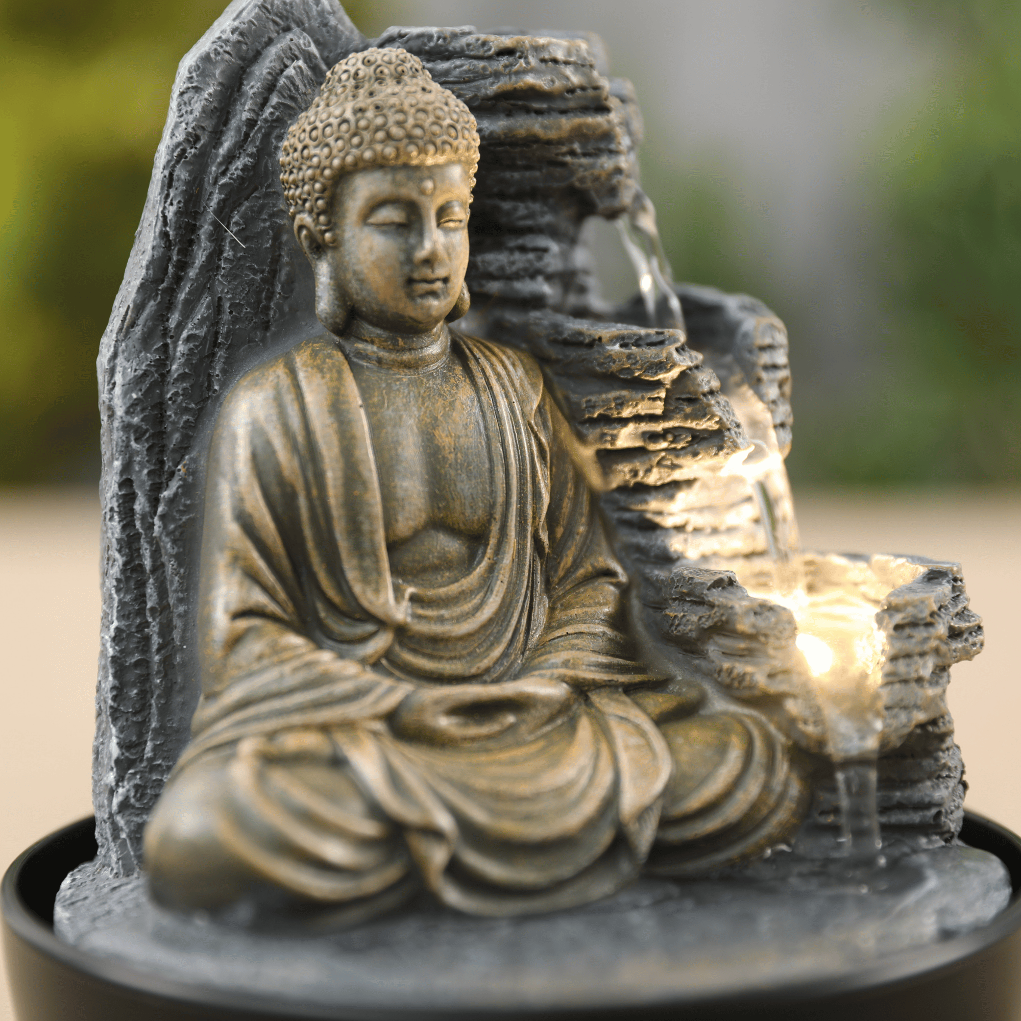 Impression Mini Buddha Fountain 18cm in Brass/Brown