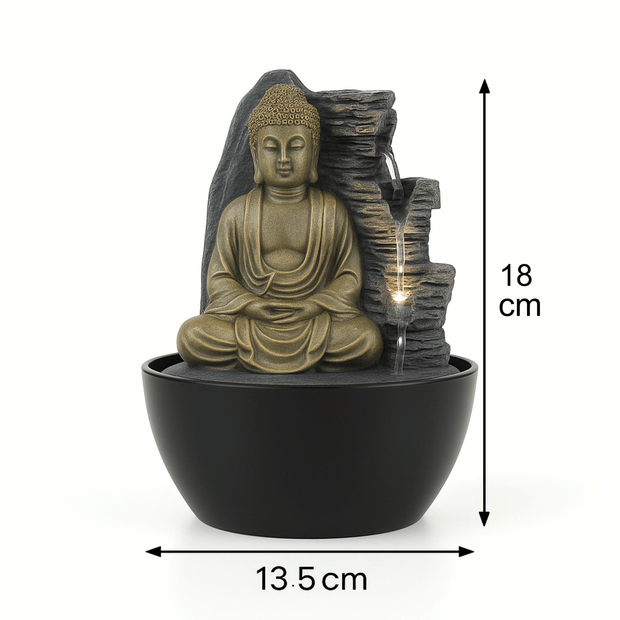 Impression Mini Buddha Fountain 18cm in Brass/Brown