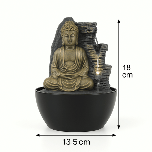 Impression Mini Buddha Fountain in Brass/brown dimensions