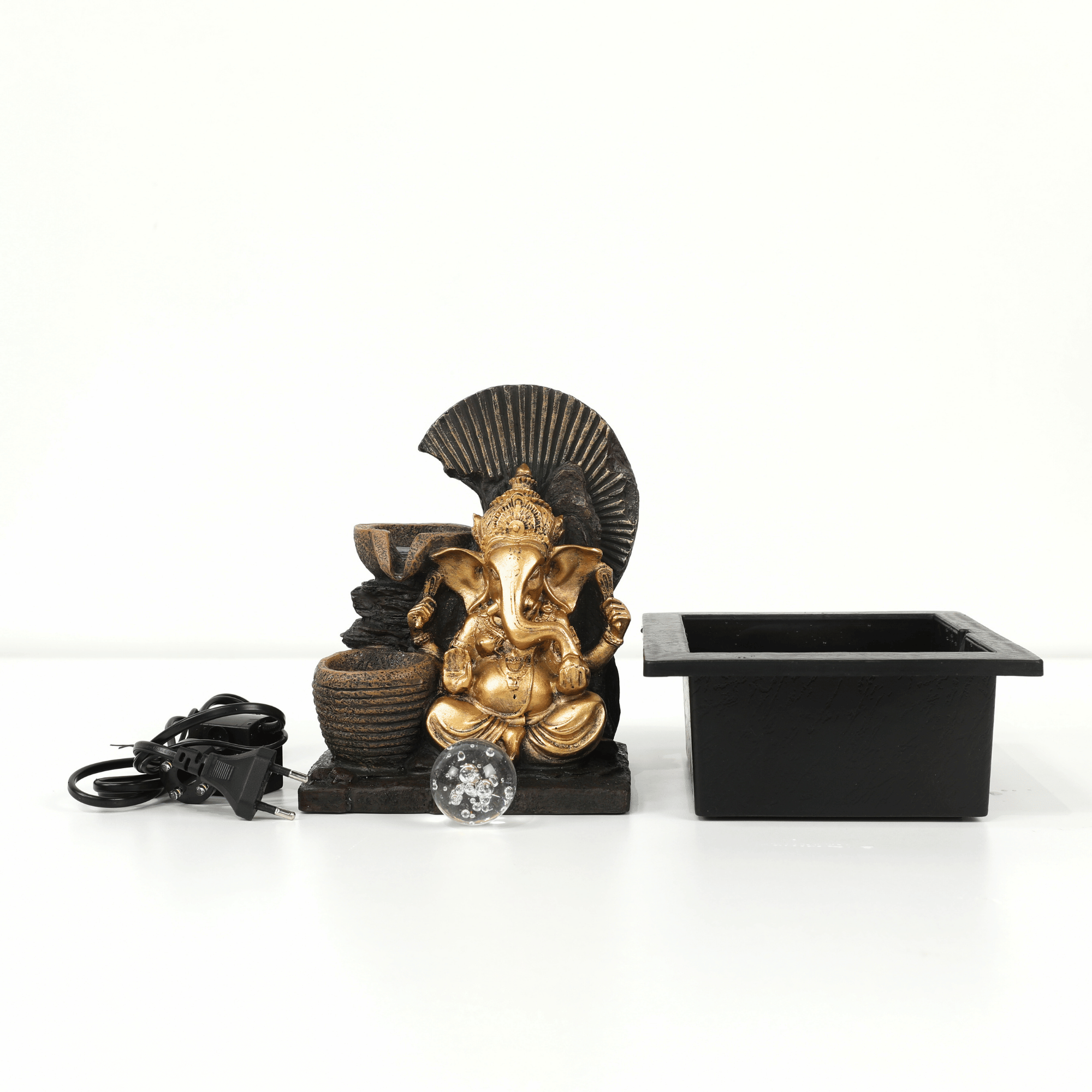 Impression Ganesha Fountain 25cm in Gold/Black