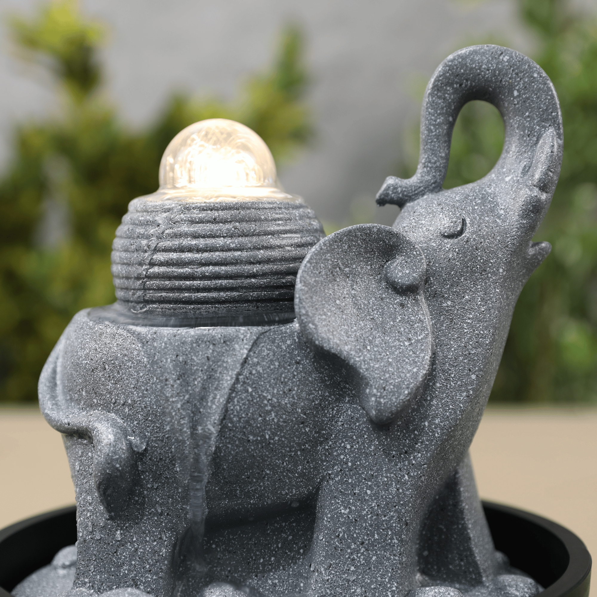 Impression Elephant Fountain 26cm in Grey/Black