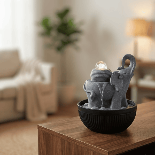 Impression Elephant Fountain in Grey/black dimensions