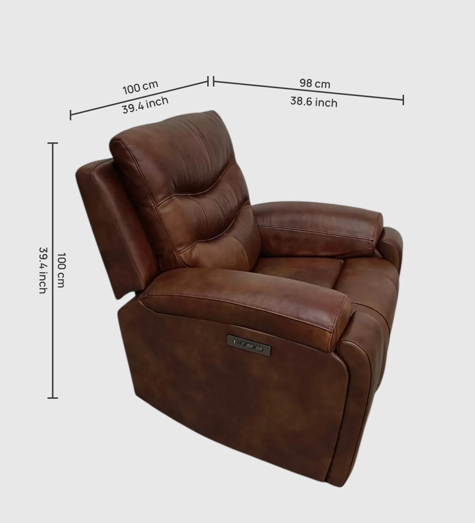 Zenora Single Seater Double Electric Recliner in Light Brown - HomeTown