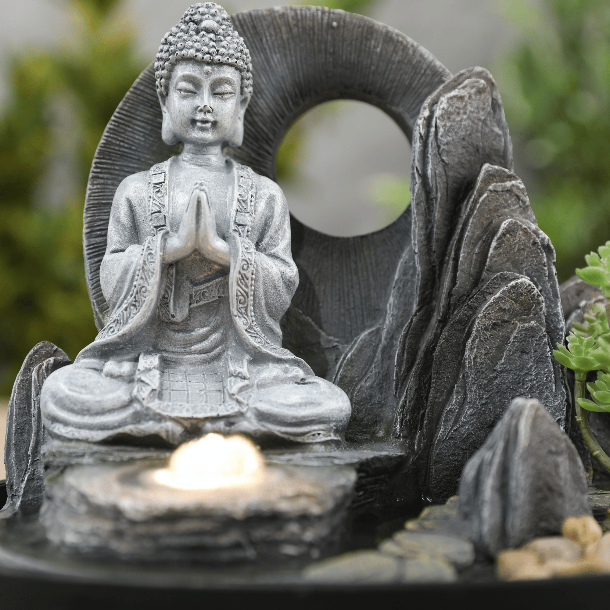 Impression Buddha Fountain 25cm in Grey/Black