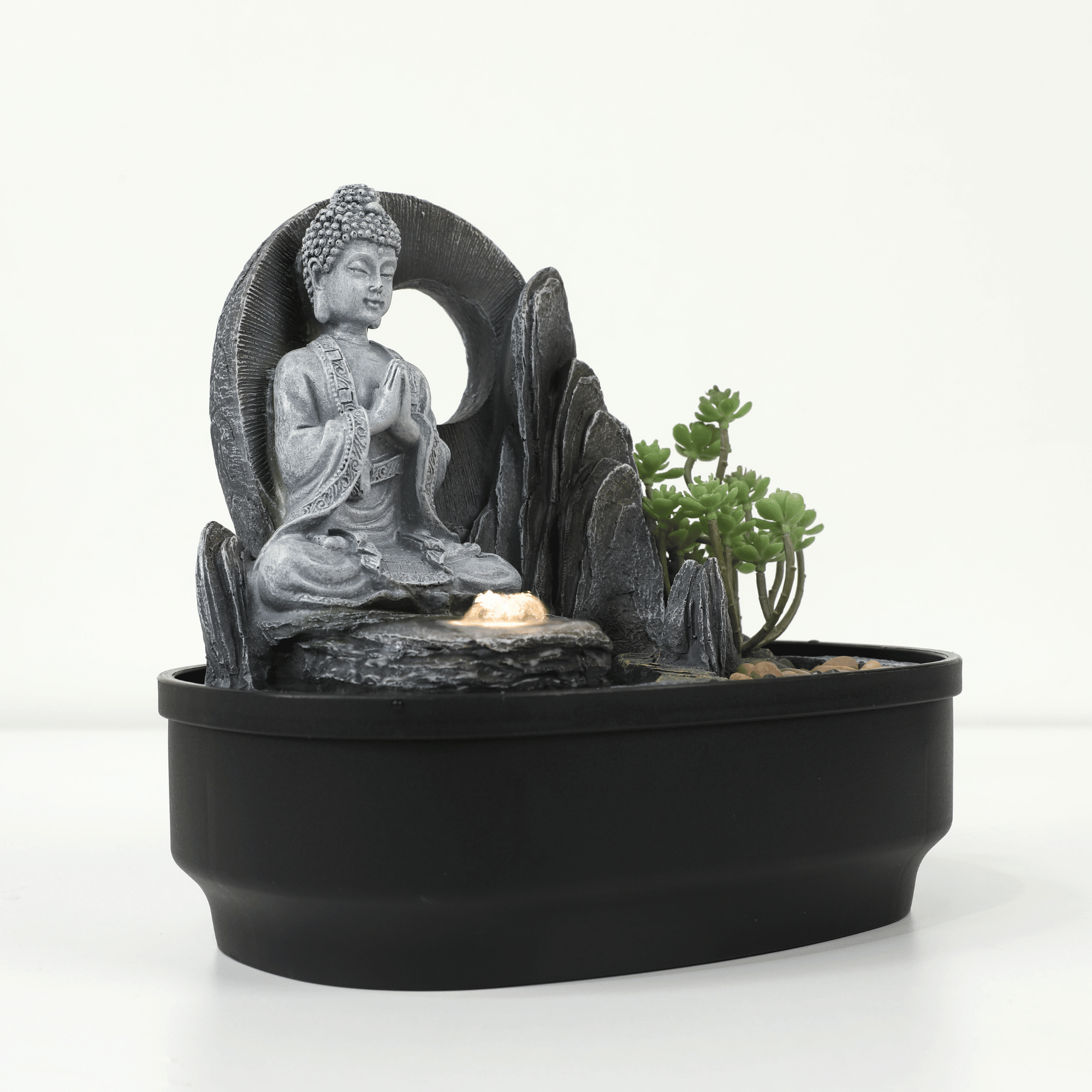 Impression Buddha Fountain 25cm in Grey/Black