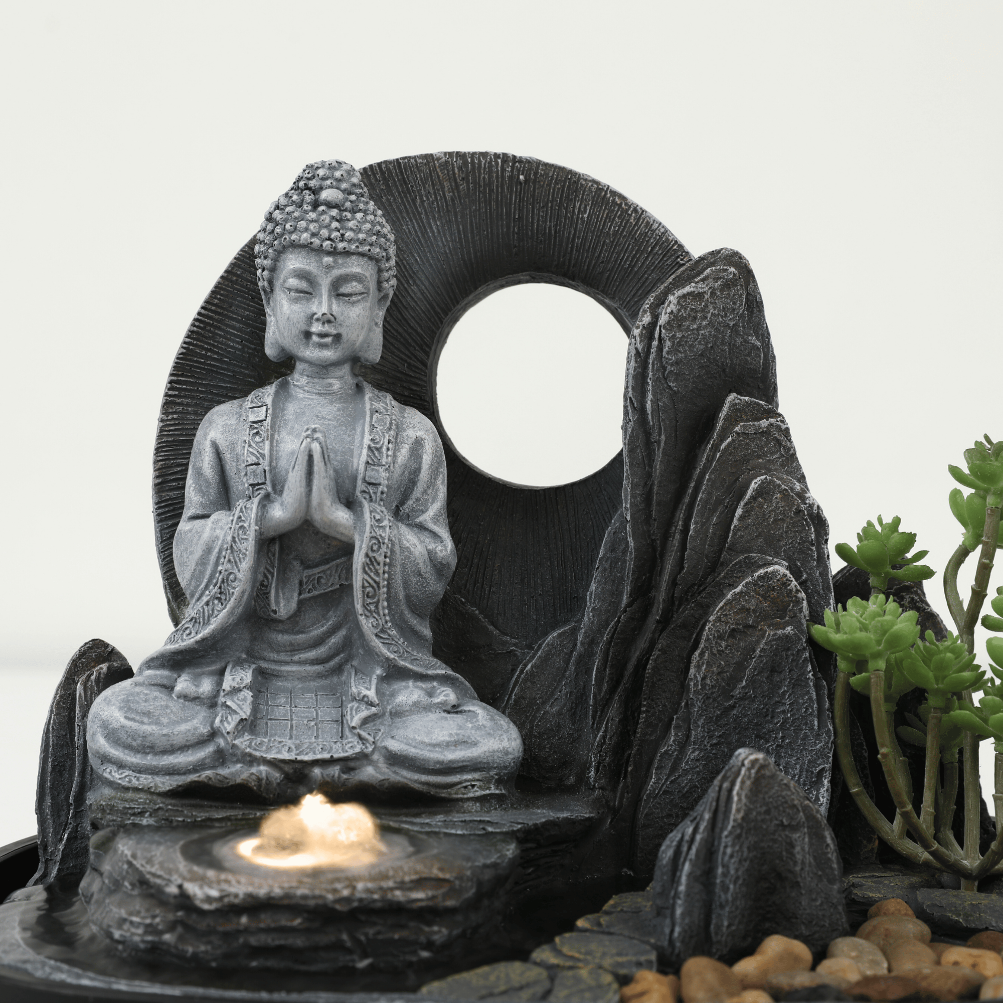 Impression Buddha Fountain 25cm in Grey/Black