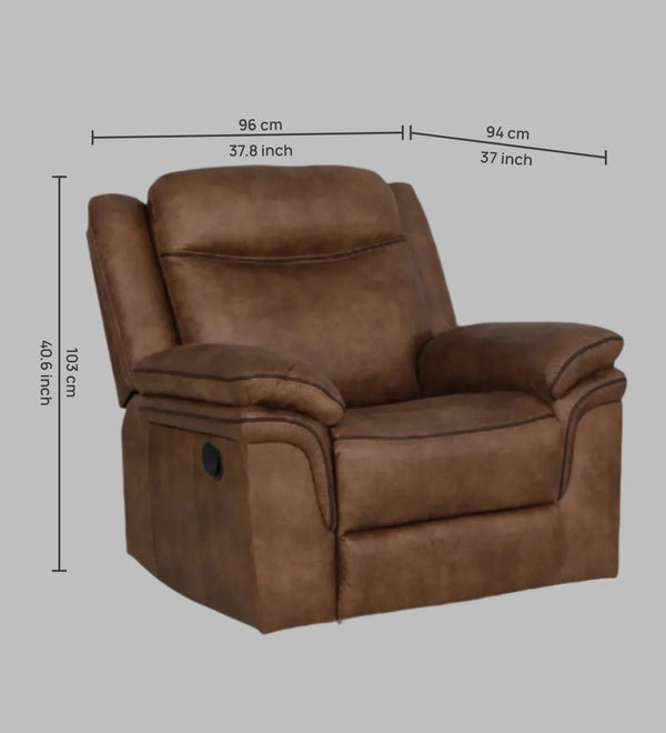 Liora 1 Seater Fabric Rocker Recliner Sofa in Brown Colour dimensions