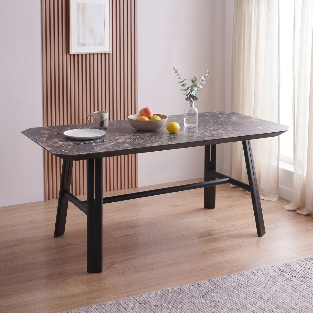 Nerova Marble Finish 6 Seater Dining Table