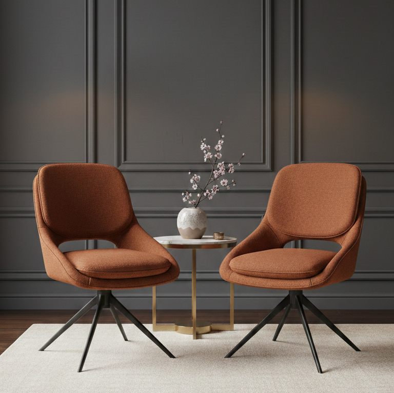 NEROVA SWIVEL DINNING CHAIR S/2 BROWN