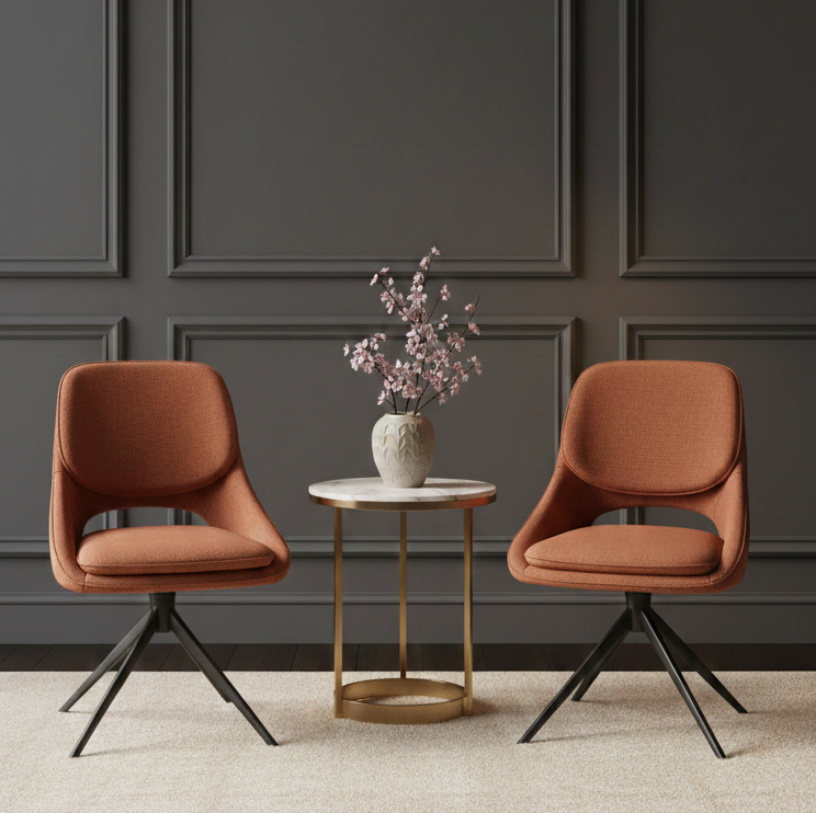 NEROVA SWIVEL DINNING CHAIR S/2 BROWN