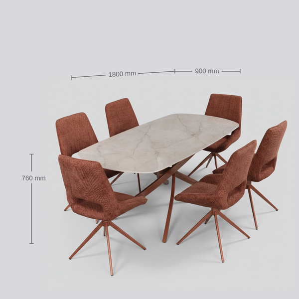 Wavynox Sintered Stone 6str Dining Table dimensions
