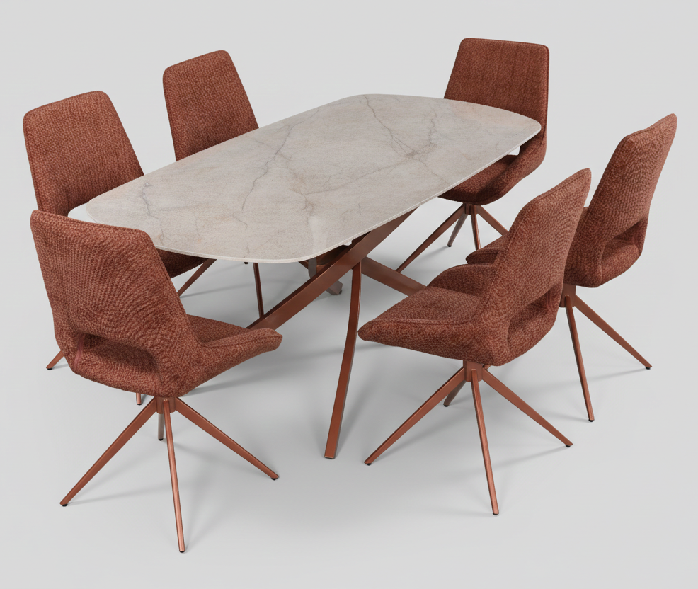 WAVYNOX SINTERED STONE 6 STR DINING SET