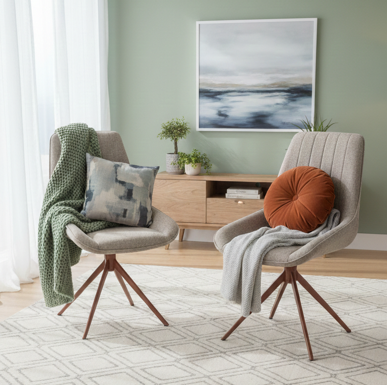 WAVYNOX SWIVEL DINNING CHAIR SET OF 2 GREY