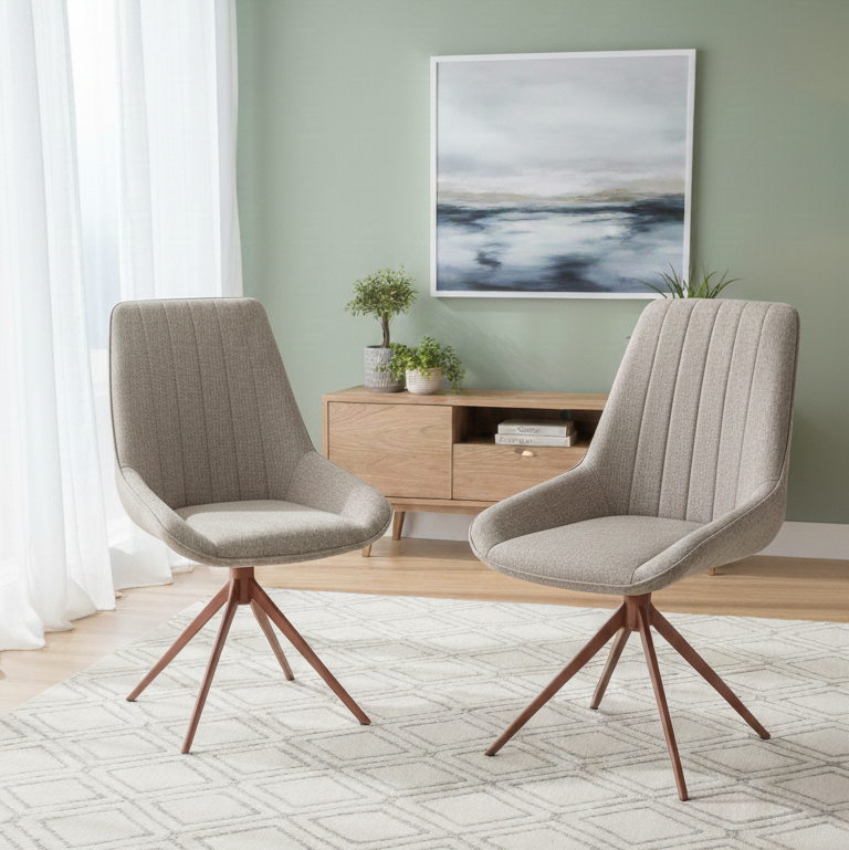 WAVYNOX SWIVEL DINNING CHAIR SET OF 2 GREY