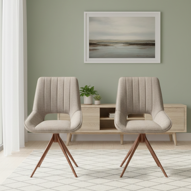 WAVYNOX SWIVEL DINNING CHAIR SET OF 2 GREY