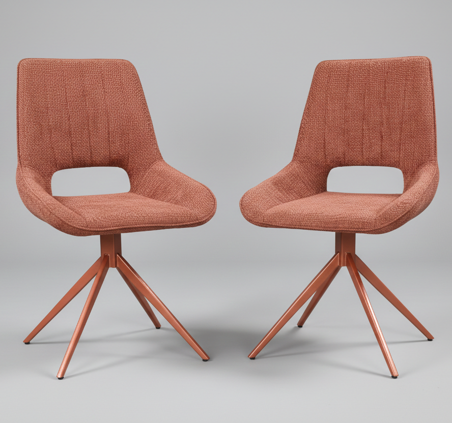 WAVYNOX SWIVEL DINNING CHAIR SET OF 2 ROSE GOLD